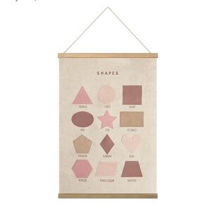 Shape Poster Embroidered Framed with Wood Hanger Dusty Pink 16” X 24” New